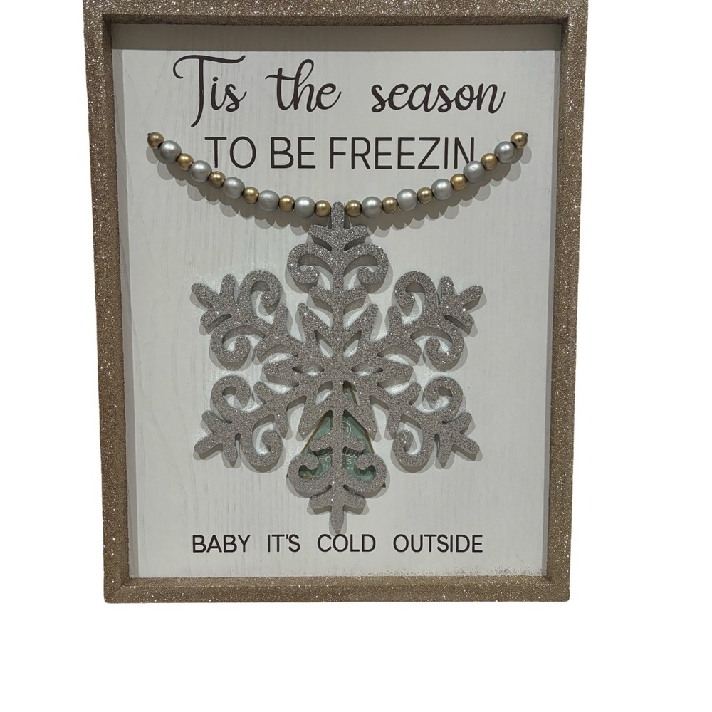 Winter Frost Forest Collection Glitter Snowflake Christmas Decor Wall Art 15x20